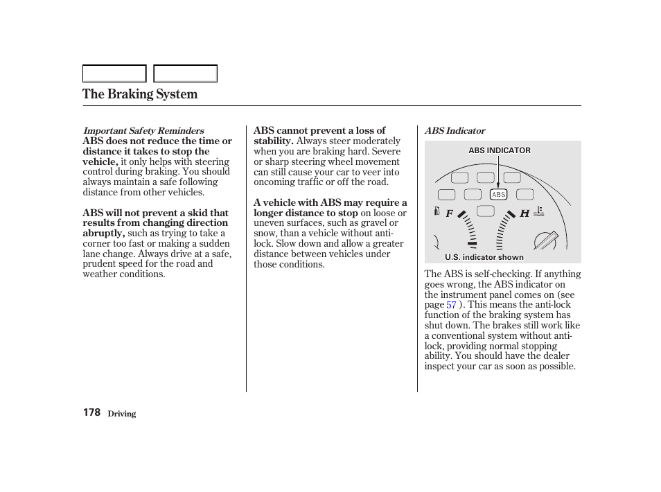 The braking system | Acura 2001 TL - Owner's Manual User Manual | Page 181 / 319