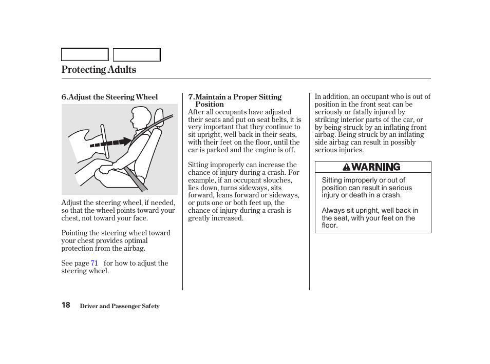 Protecting adults | Acura 2001 TL - Owner's Manual User Manual | Page 21 / 319