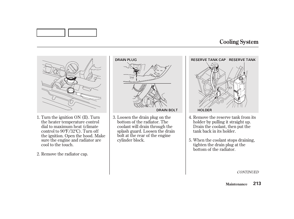 Cooling system | Acura 2001 TL - Owner's Manual User Manual | Page 216 / 319