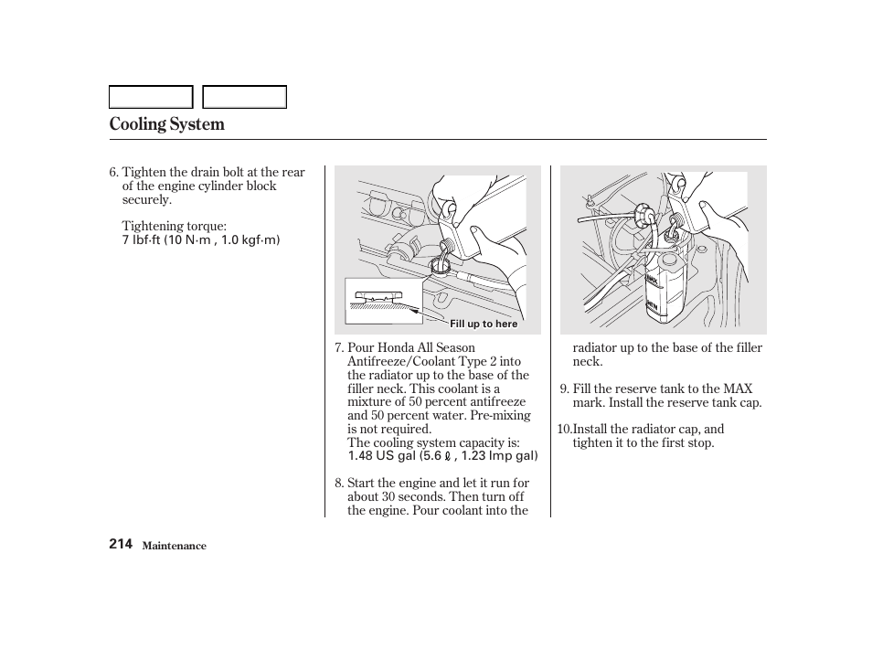 Cooling system | Acura 2001 TL - Owner's Manual User Manual | Page 217 / 319