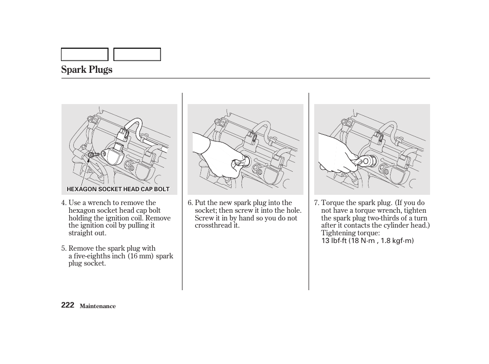 Spark plugs | Acura 2001 TL - Owner's Manual User Manual | Page 225 / 319