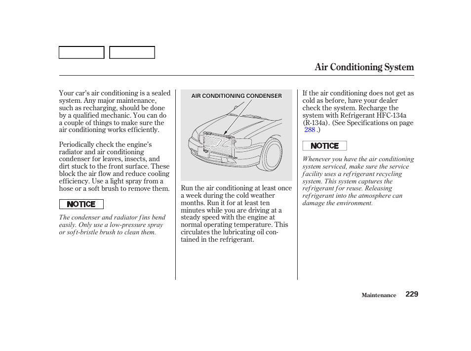 Air conditioning system | Acura 2001 TL - Owner's Manual User Manual | Page 232 / 319