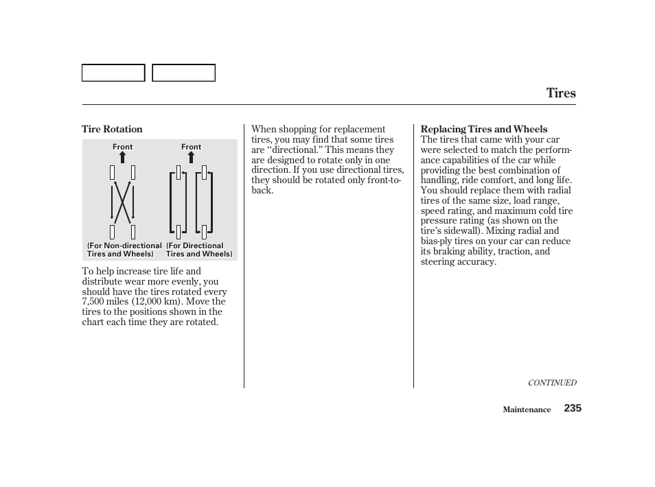 Tires | Acura 2001 TL - Owner's Manual User Manual | Page 238 / 319