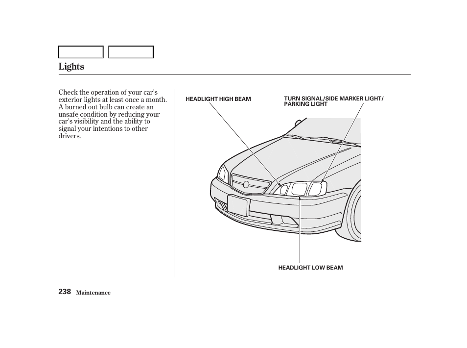 Lights | Acura 2001 TL - Owner's Manual User Manual | Page 241 / 319