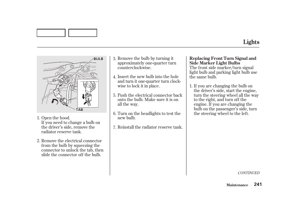 Lights | Acura 2001 TL - Owner's Manual User Manual | Page 244 / 319