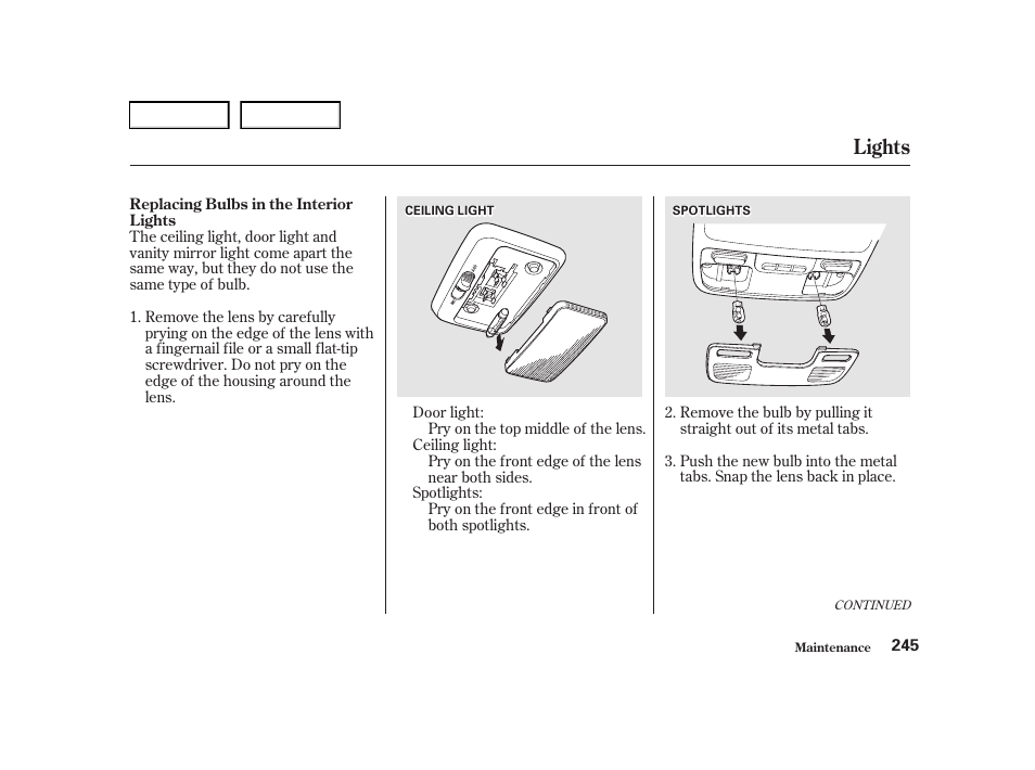 Lights | Acura 2001 TL - Owner's Manual User Manual | Page 248 / 319