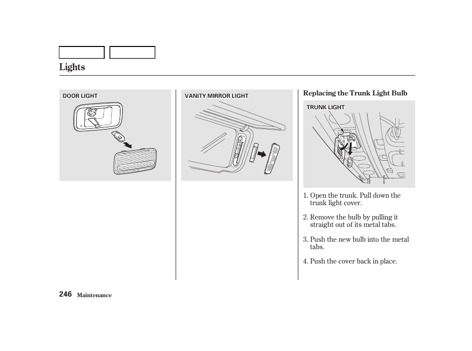 Lights | Acura 2001 TL - Owner's Manual User Manual | Page 249 / 319