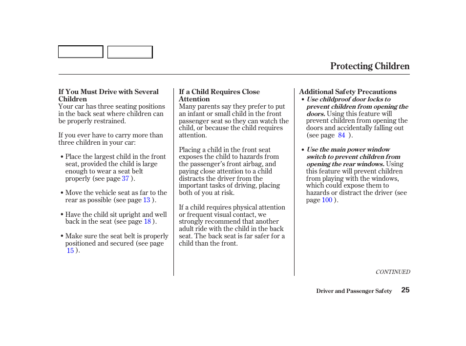 Protecting children | Acura 2001 TL - Owner's Manual User Manual | Page 28 / 319