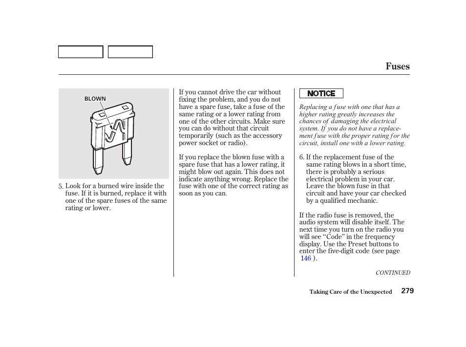 Fuses | Acura 2001 TL - Owner's Manual User Manual | Page 282 / 319