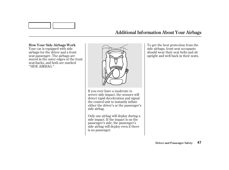 Additional information about your airbags | Acura 2001 TL - Owner's Manual User Manual | Page 50 / 319