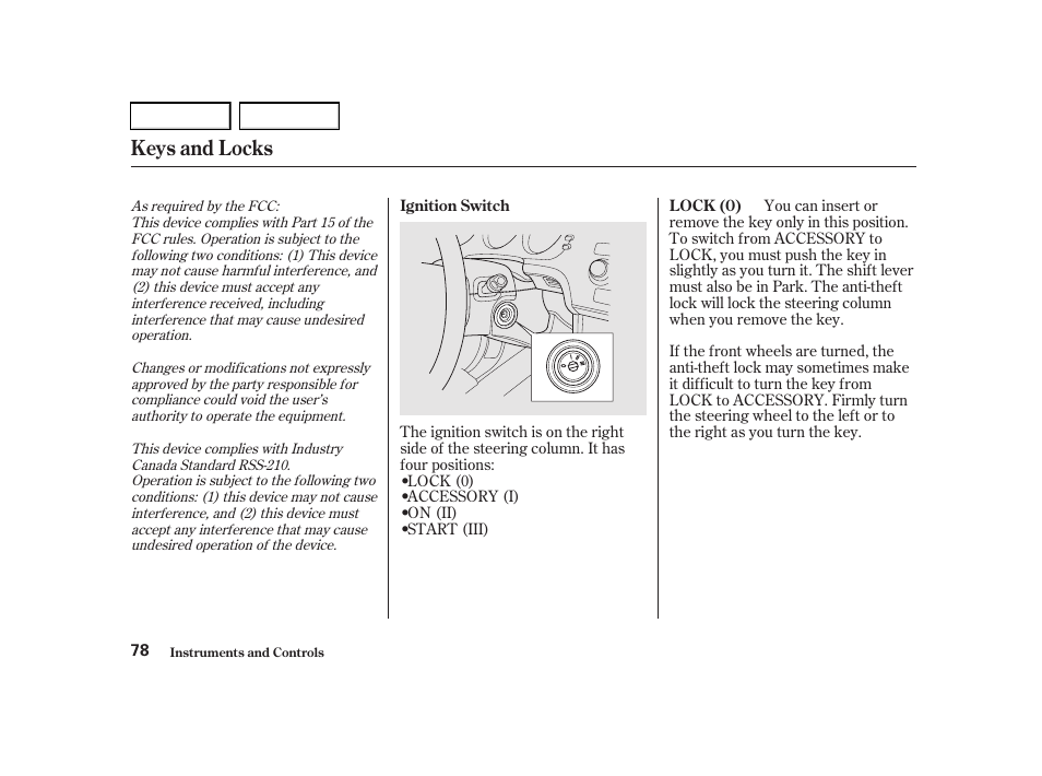 Keys and locks | Acura 2001 TL - Owner's Manual User Manual | Page 81 / 319