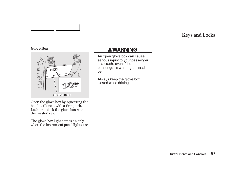 Keys and locks | Acura 2001 TL - Owner's Manual User Manual | Page 90 / 319