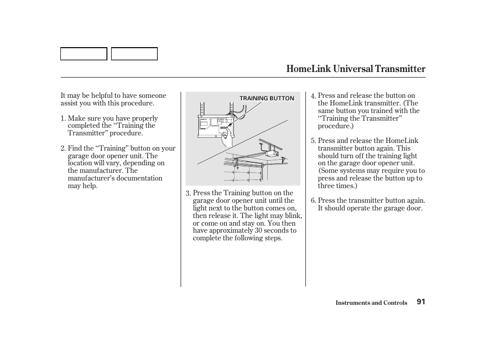 Homelink universal transmitter | Acura 2001 TL - Owner's Manual User Manual | Page 94 / 319