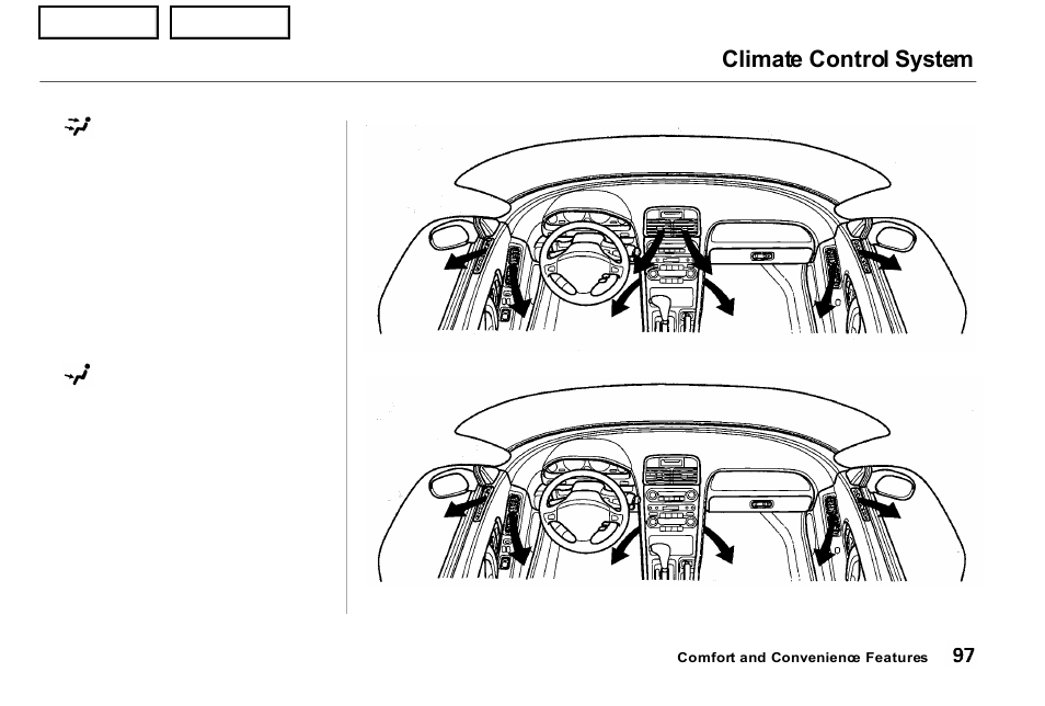 Climate control system | Acura 2001 NSX - Owner's Manual User Manual | Page 100 / 305