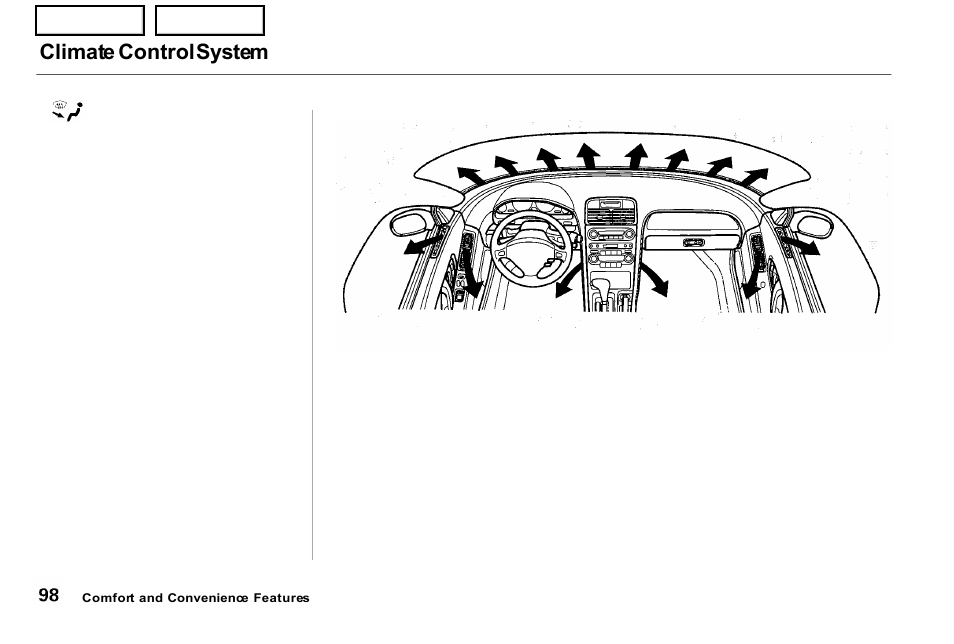 Climate control system | Acura 2001 NSX - Owner's Manual User Manual | Page 101 / 305