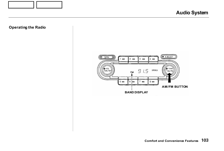 Audio system | Acura 2001 NSX - Owner's Manual User Manual | Page 106 / 305