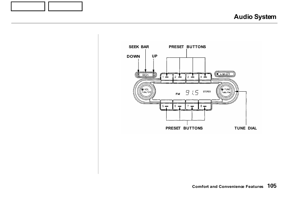 Audio system | Acura 2001 NSX - Owner's Manual User Manual | Page 108 / 305