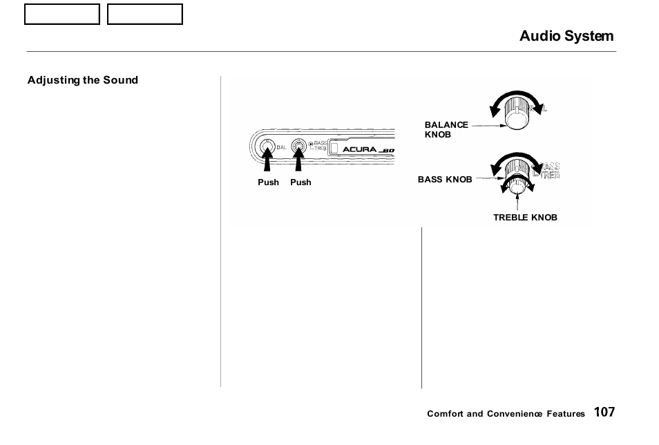 Audio system | Acura 2001 NSX - Owner's Manual User Manual | Page 110 / 305