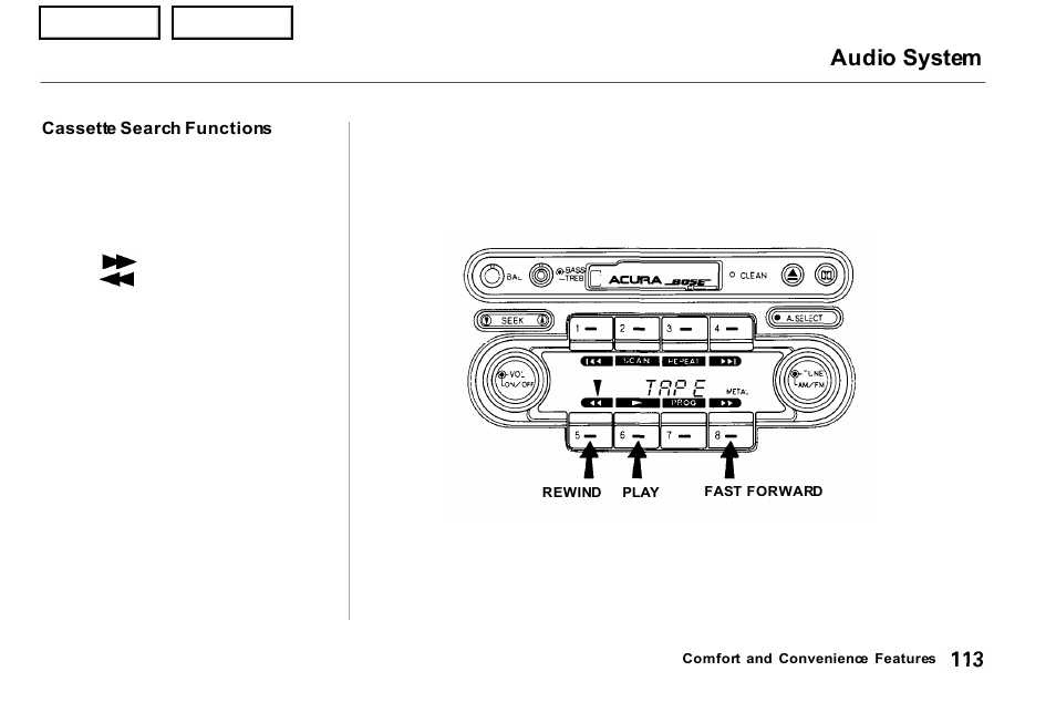 Audio system | Acura 2001 NSX - Owner's Manual User Manual | Page 116 / 305