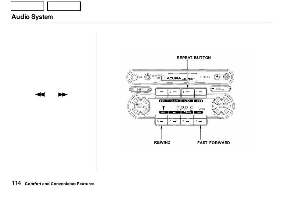 Audio system | Acura 2001 NSX - Owner's Manual User Manual | Page 117 / 305