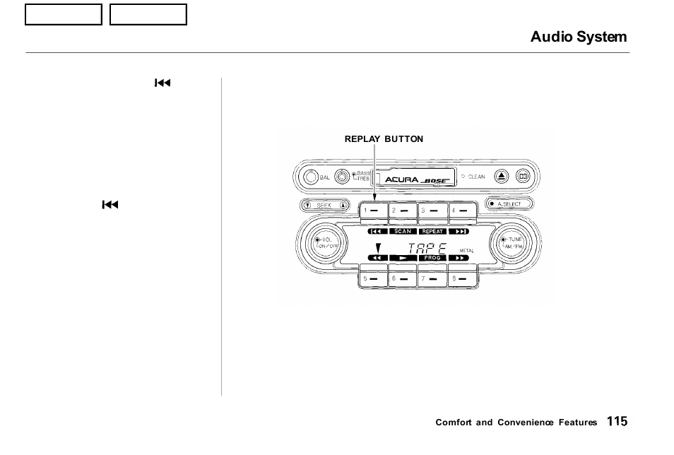 Audio system | Acura 2001 NSX - Owner's Manual User Manual | Page 118 / 305