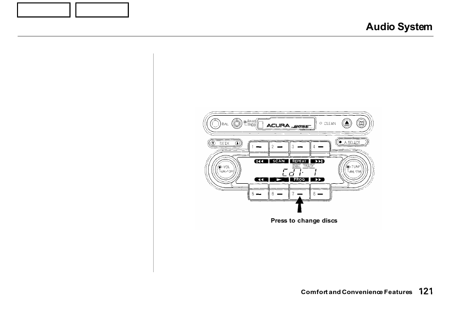 Audio system | Acura 2001 NSX - Owner's Manual User Manual | Page 124 / 305