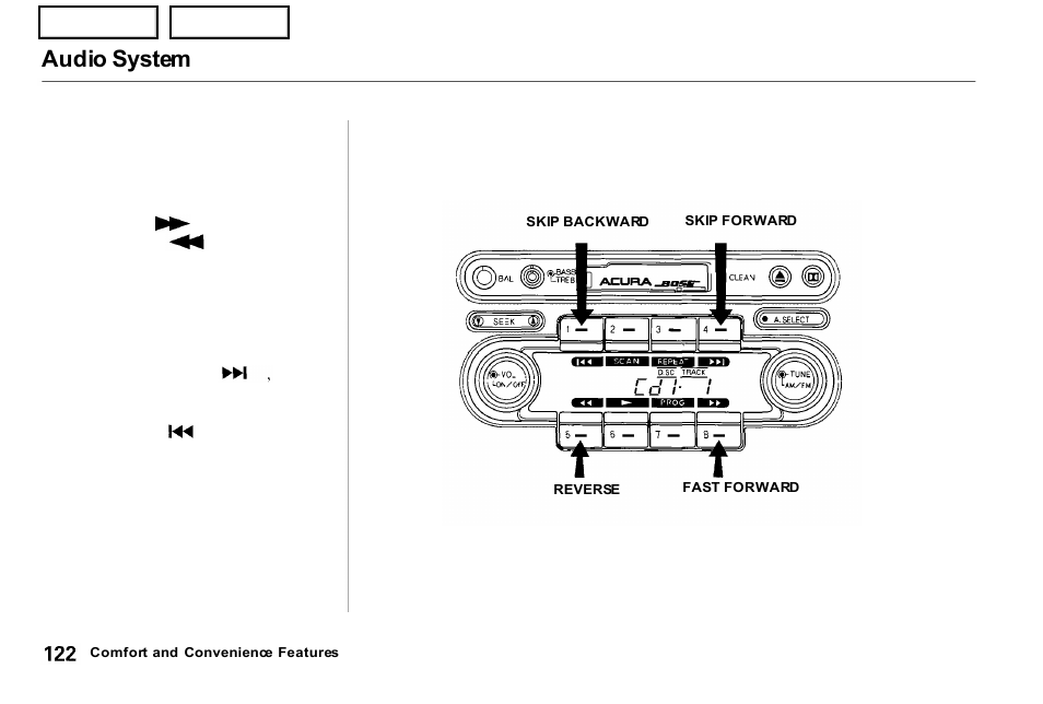 Audio system | Acura 2001 NSX - Owner's Manual User Manual | Page 125 / 305