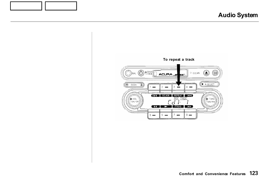 Audio system | Acura 2001 NSX - Owner's Manual User Manual | Page 126 / 305