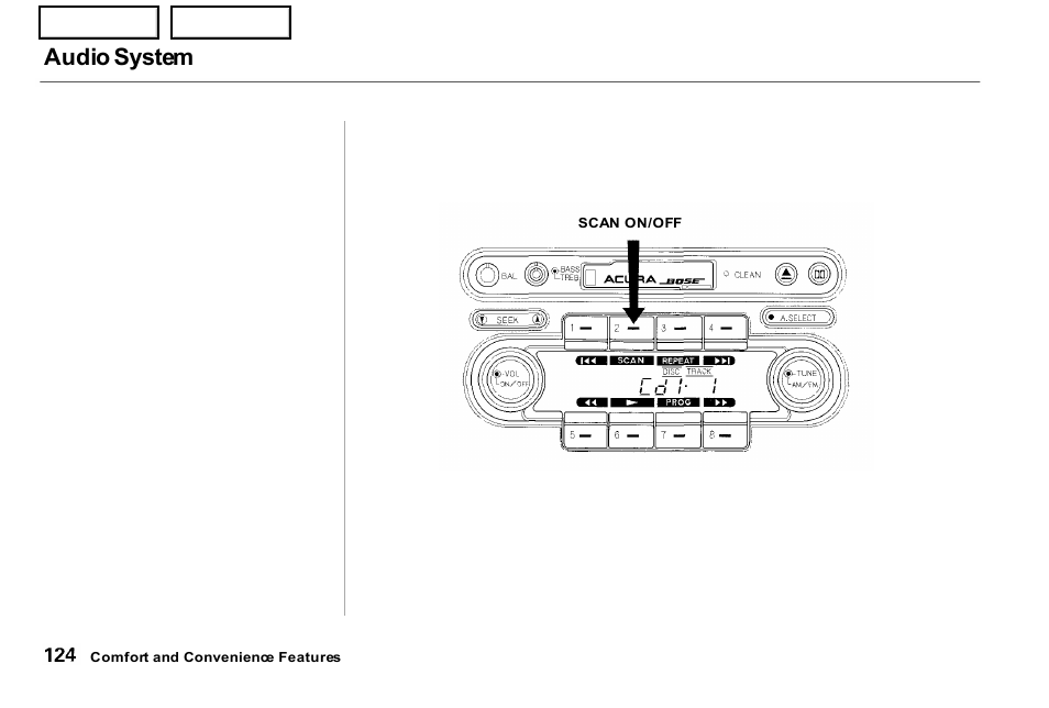 Audio system | Acura 2001 NSX - Owner's Manual User Manual | Page 127 / 305