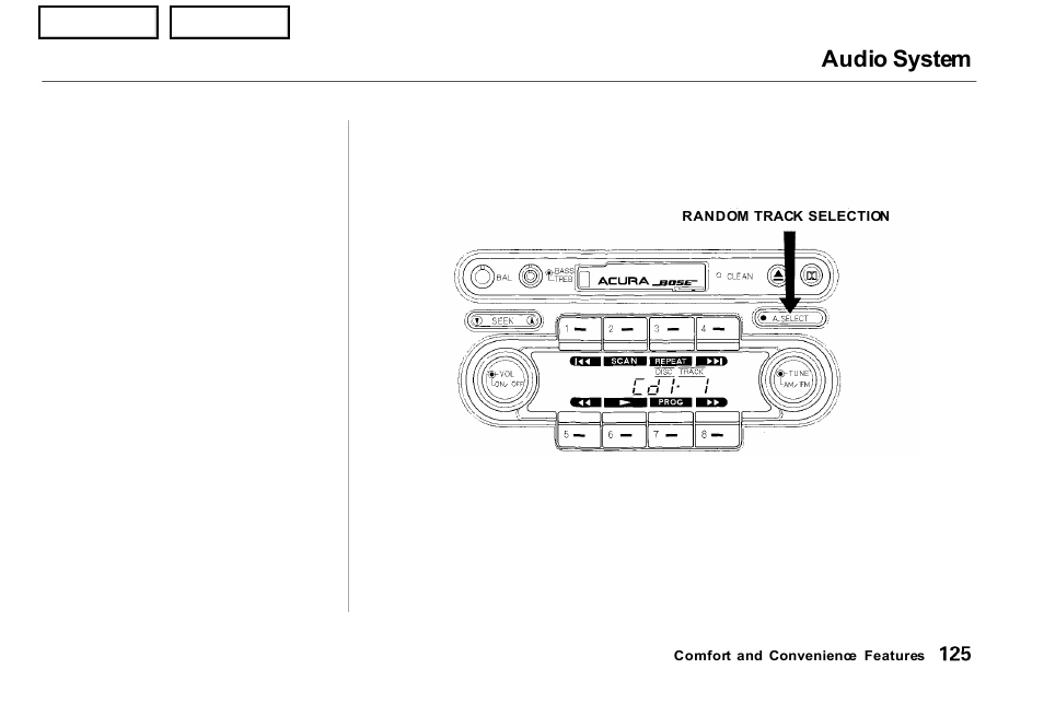 Audio system | Acura 2001 NSX - Owner's Manual User Manual | Page 128 / 305