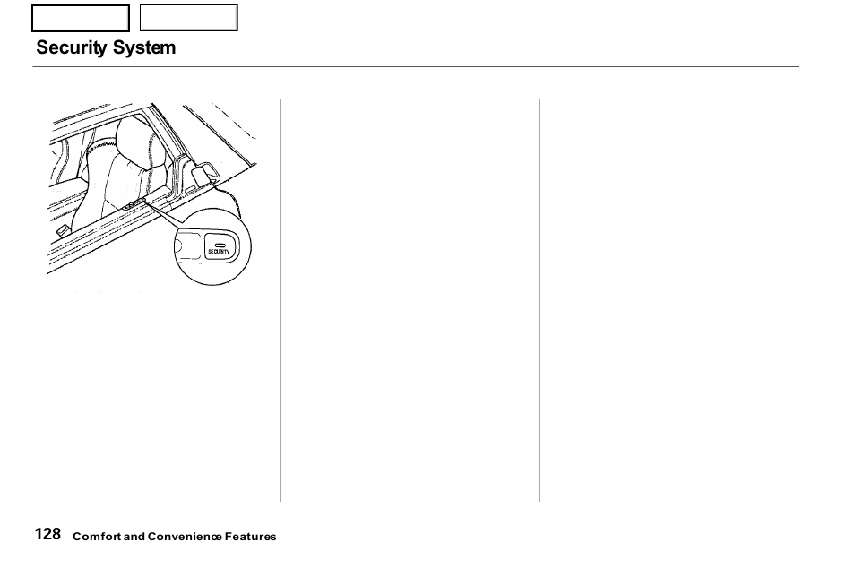 Security system | Acura 2001 NSX - Owner's Manual User Manual | Page 131 / 305