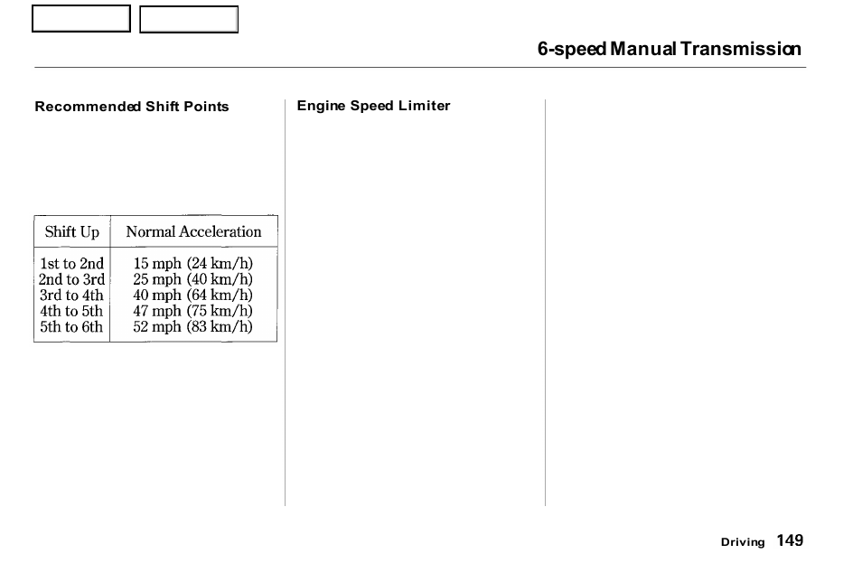 Speed manual transmission | Acura 2001 NSX - Owner's Manual User Manual | Page 152 / 305