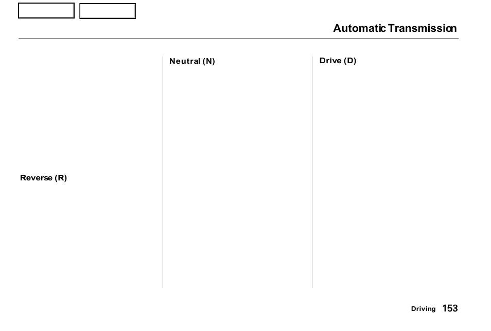 Automatic transmission | Acura 2001 NSX - Owner's Manual User Manual | Page 156 / 305