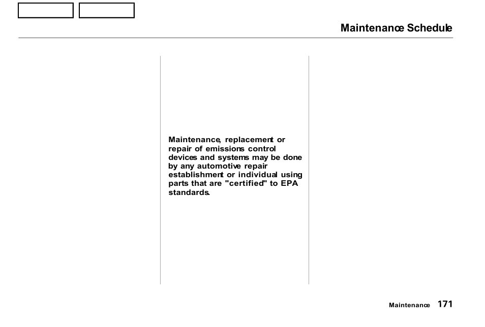 Maintenance schedule | Acura 2001 NSX - Owner's Manual User Manual | Page 174 / 305