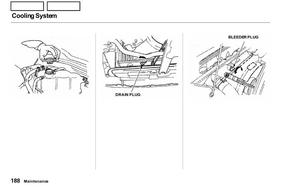 Cooling system | Acura 2001 NSX - Owner's Manual User Manual | Page 191 / 305