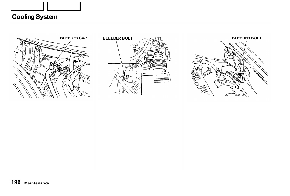 Cooling system | Acura 2001 NSX - Owner's Manual User Manual | Page 193 / 305