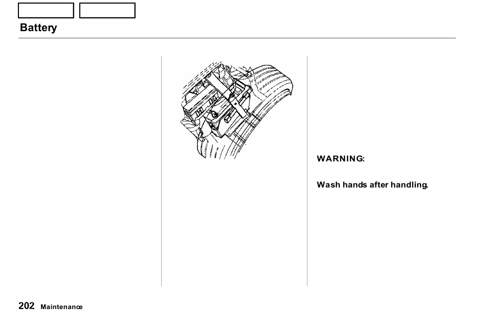 Battery | Acura 2001 NSX - Owner's Manual User Manual | Page 205 / 305