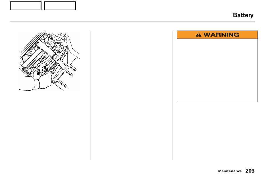 Battery | Acura 2001 NSX - Owner's Manual User Manual | Page 206 / 305