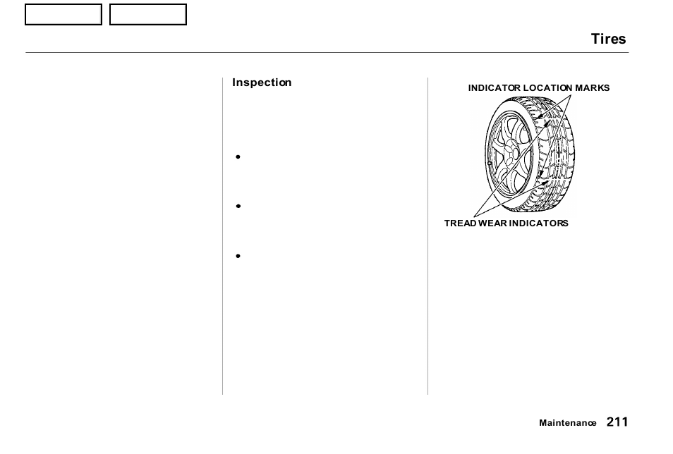 Tires | Acura 2001 NSX - Owner's Manual User Manual | Page 214 / 305