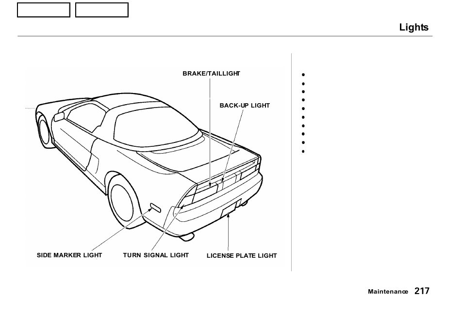 Lights | Acura 2001 NSX - Owner's Manual User Manual | Page 220 / 305