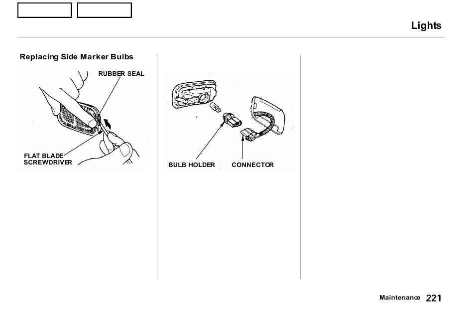 Lights | Acura 2001 NSX - Owner's Manual User Manual | Page 224 / 305