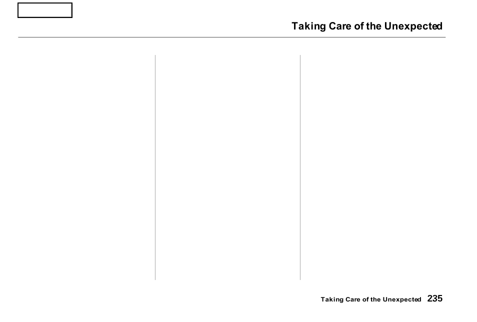 Taking care of the unexpected | Acura 2001 NSX - Owner's Manual User Manual | Page 238 / 305