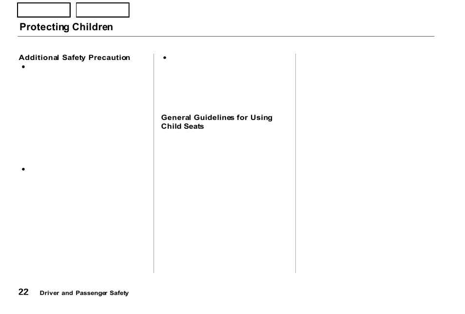 Seats, Protecting children | Acura 2001 NSX - Owner's Manual User Manual | Page 25 / 305