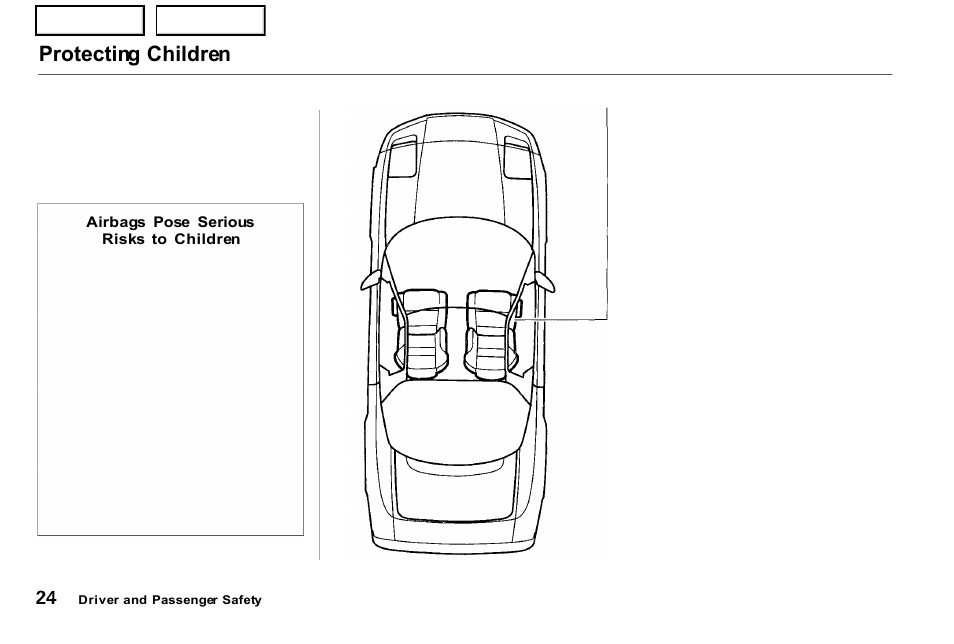 Protecting children | Acura 2001 NSX - Owner's Manual User Manual | Page 27 / 305