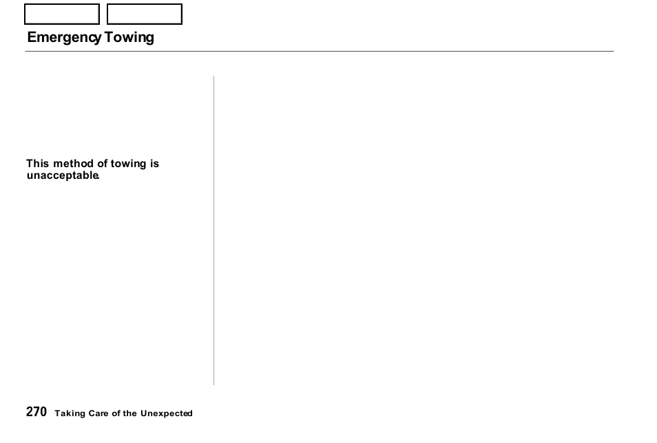 Emergency towing | Acura 2001 NSX - Owner's Manual User Manual | Page 273 / 305