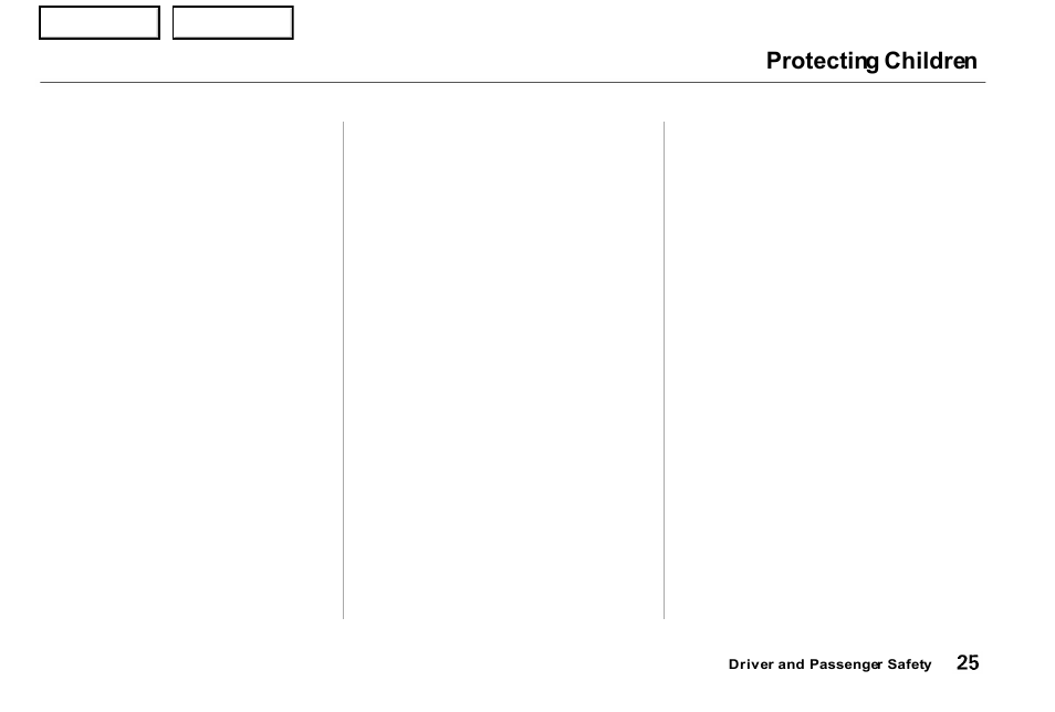 Protecting children | Acura 2001 NSX - Owner's Manual User Manual | Page 28 / 305