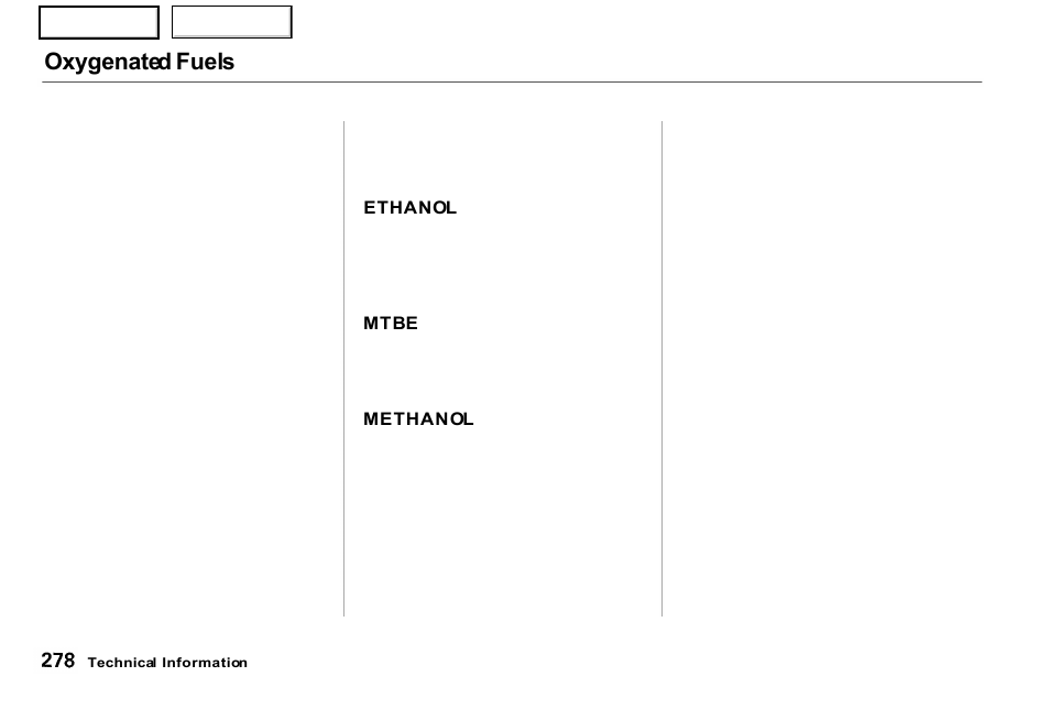 Oxygenated fuels | Acura 2001 NSX - Owner's Manual User Manual | Page 281 / 305