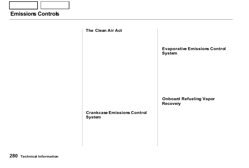 System, Emissions controls | Acura 2001 NSX - Owner's Manual User Manual | Page 283 / 305