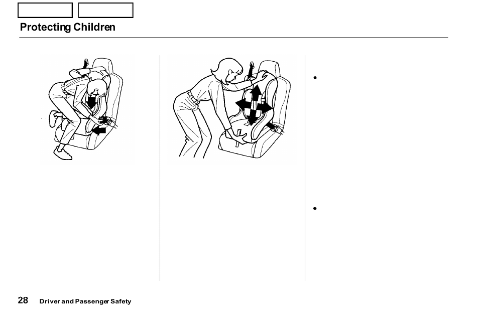 Protecting children | Acura 2001 NSX - Owner's Manual User Manual | Page 31 / 305