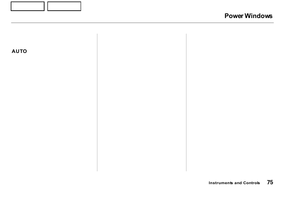 Power windows | Acura 2001 NSX - Owner's Manual User Manual | Page 78 / 305